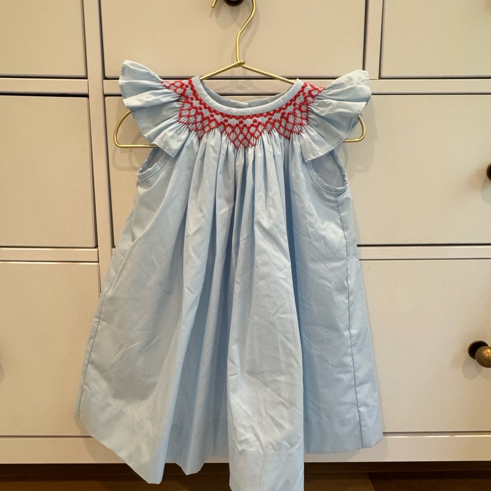 TBBC Dress with Red Smocked Detail